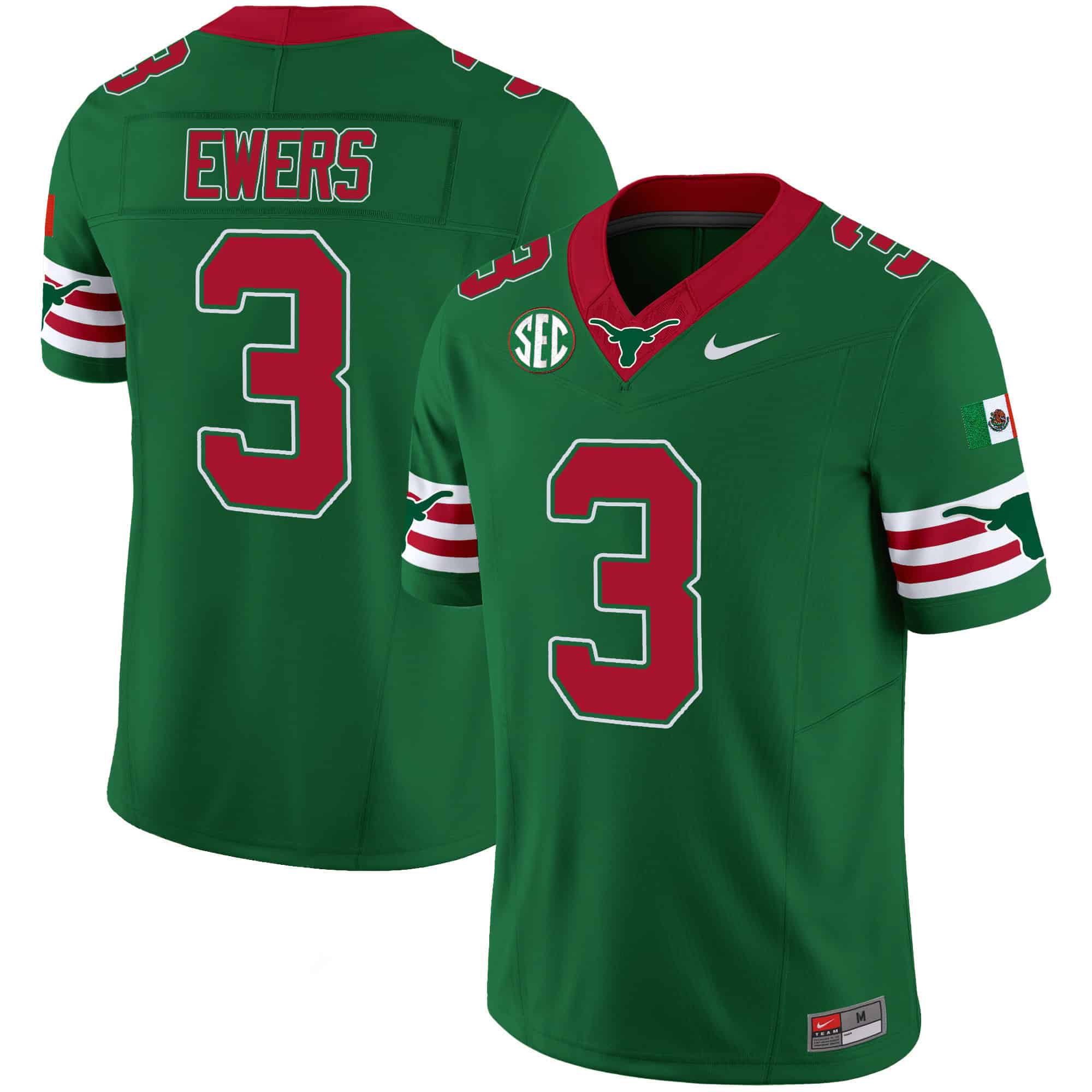 Men Texas Longhorns #3 Ewers Green 2024 Nike Mexico SEC Patch Vapor NCAA Jersey->indianapolis colts->NFL Jersey